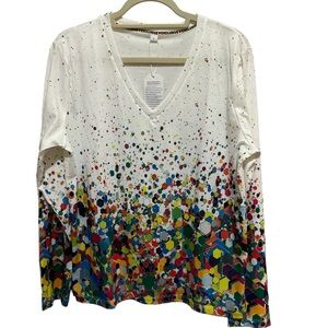 Exclusive - Long Sleeve white / multi color tshirt Size XL. NWT